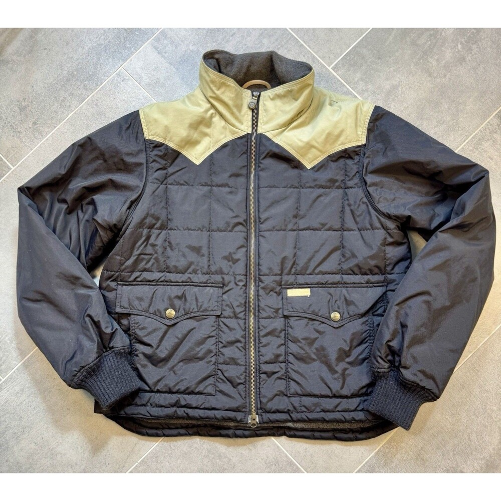 Powder River Outfitters Ranch Coat Western Quilted Jacket L Black Tan